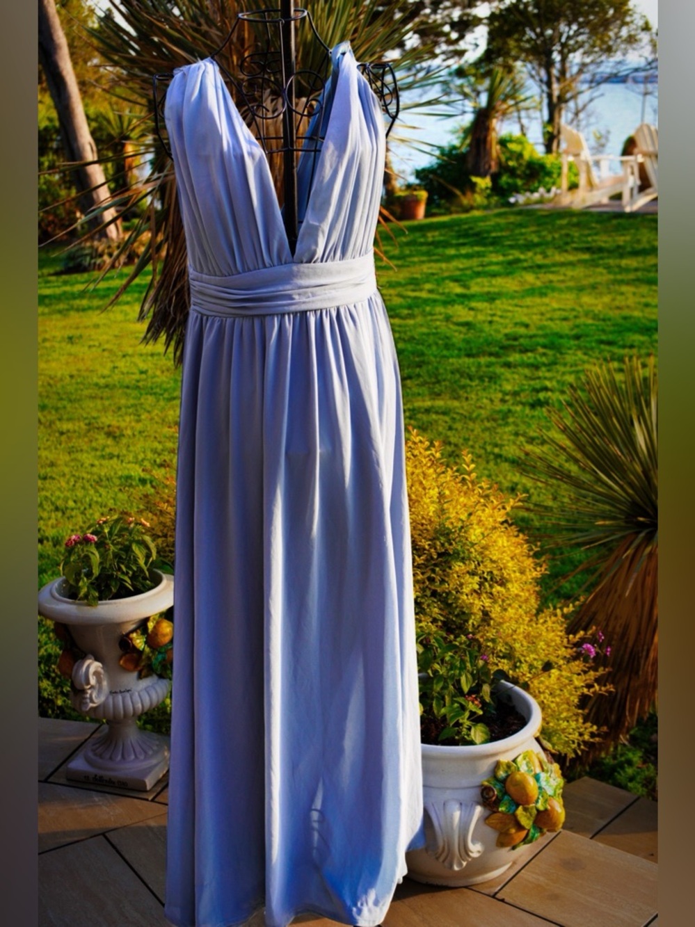 Lulus Infinity Convertible Maxi Dress - Dusty Blue - Size Small - AS IS - Picture 4 of 6